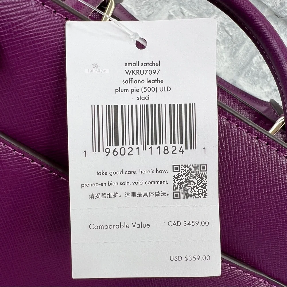 Kate Spade Staci Plum Pie Small Satchel Crossbody & Slim Card Holder Wallet - Picture 11 of 16